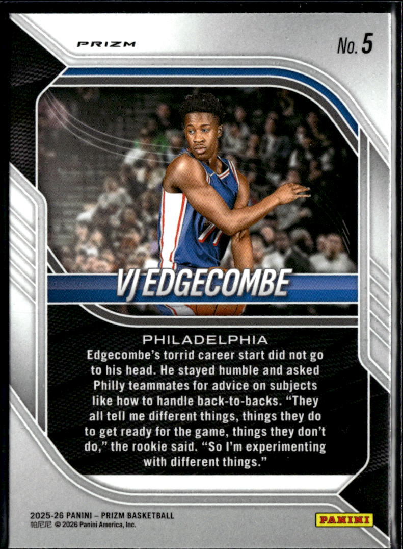 VJ Edgecombe 2026 Prizm Pulsar Prizm Rookie RC Philiadelphia 76ers