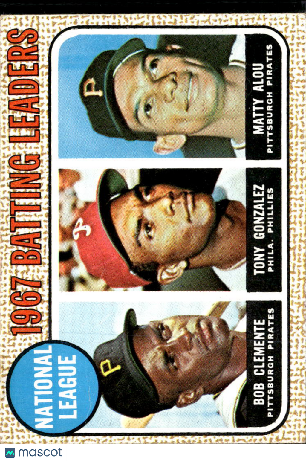 Roberto Clemente Tony Gonzalez Matty Alou 1968 Topps #1 Pirates Phillies