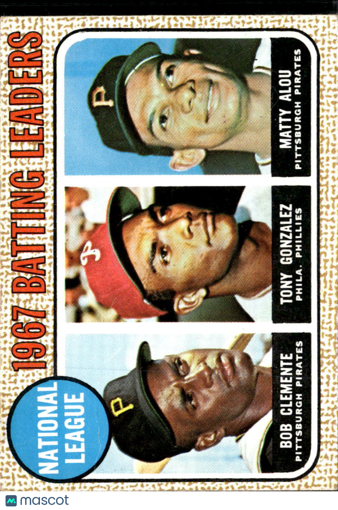 Roberto Clemente Tony Gonzalez Matty Alou 1968 Topps #1 Pirates Phillies