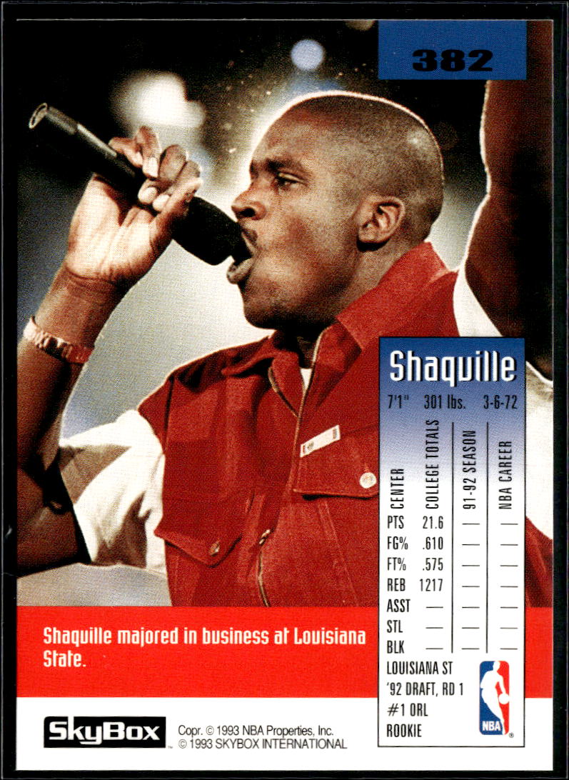 Shaquille O'Neal 1992-93 SkyBox Rookie RC Orlando Magic