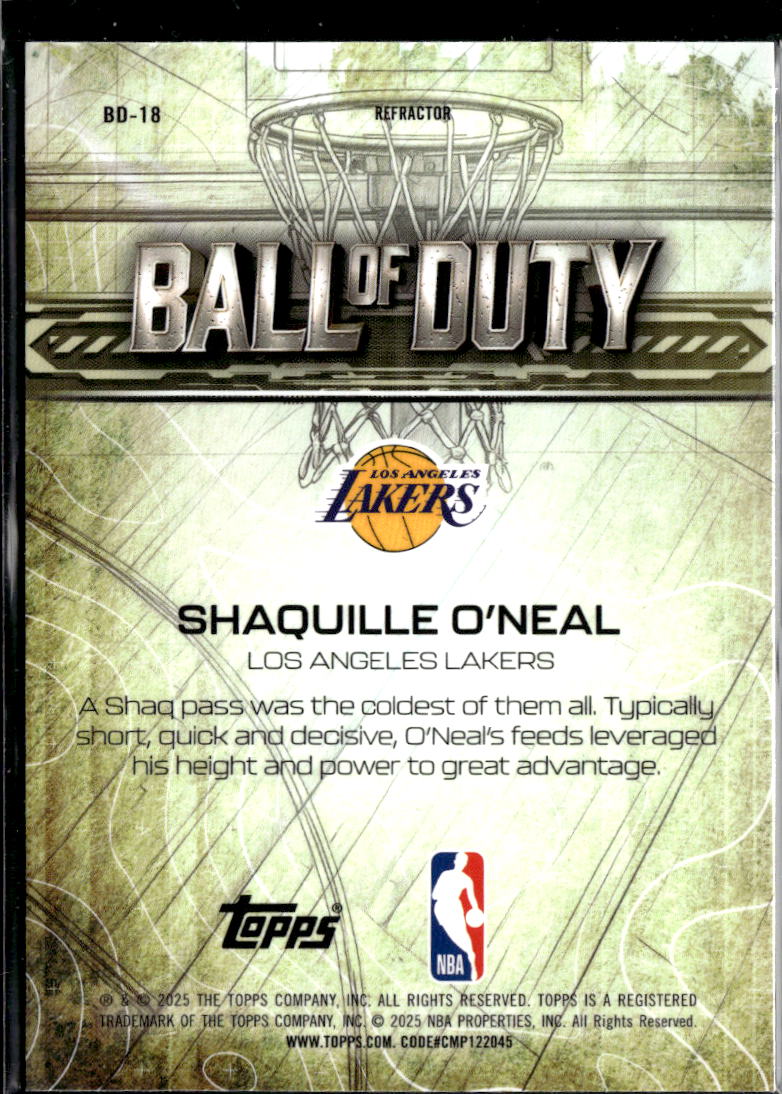 Shaquille O'Neal 2025 Topps Chrome Ball of Duty Refractor Los Angeles Lakers