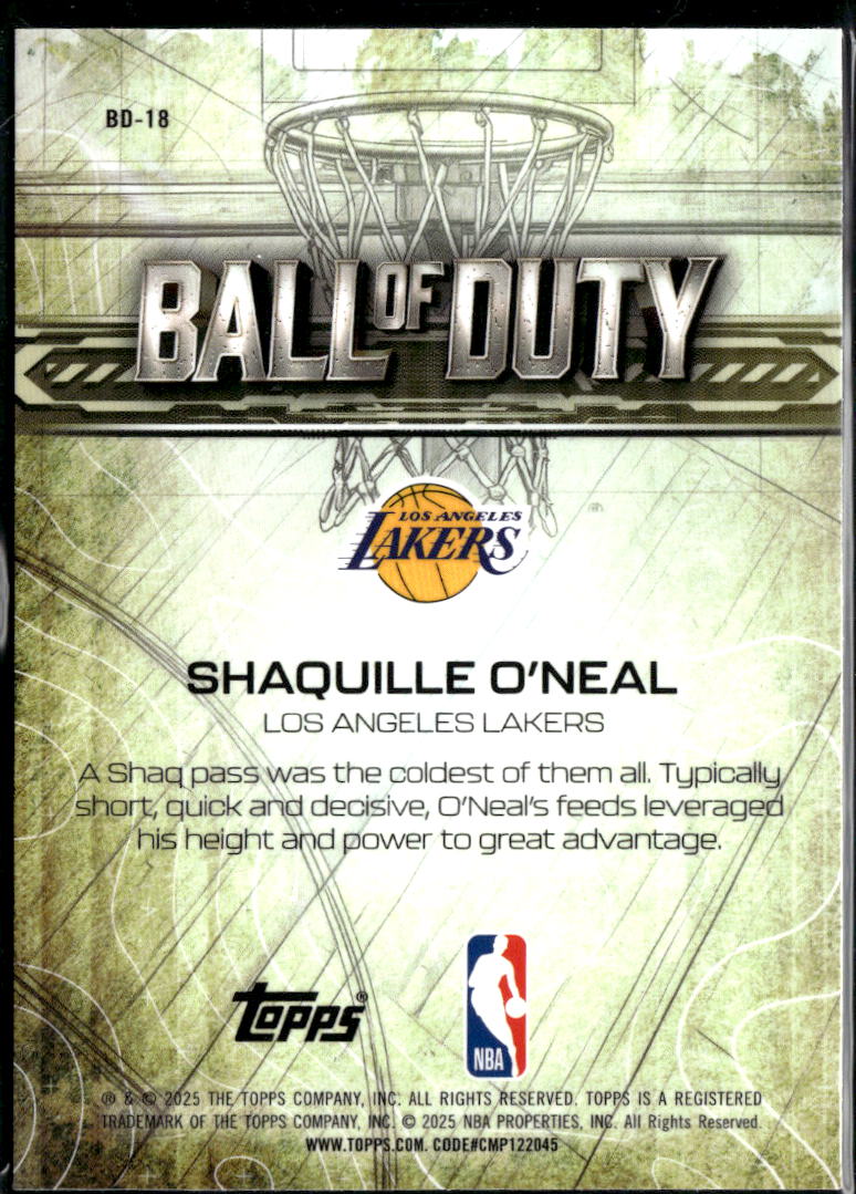 Shaquille O'Neal 2025 Topps Chrome Ball of Duty Raywave Refractor Lakers