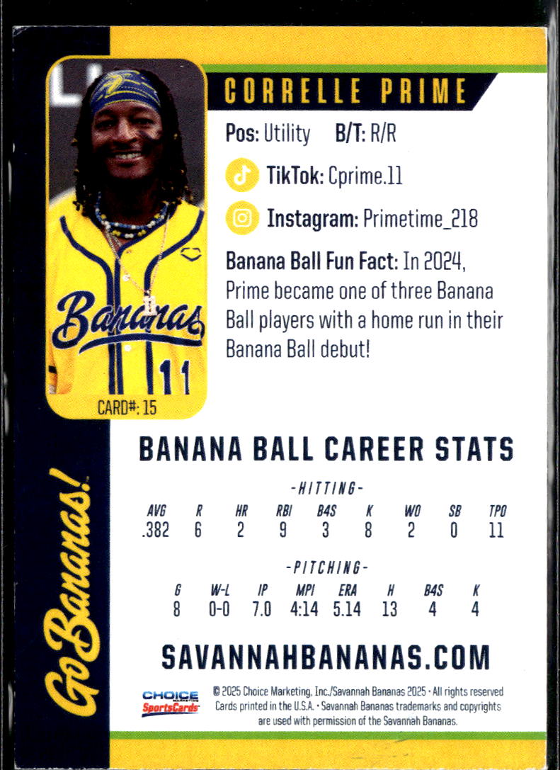 Correlle Prime 2025 Choice Savannah Bananas Savannah Bananas