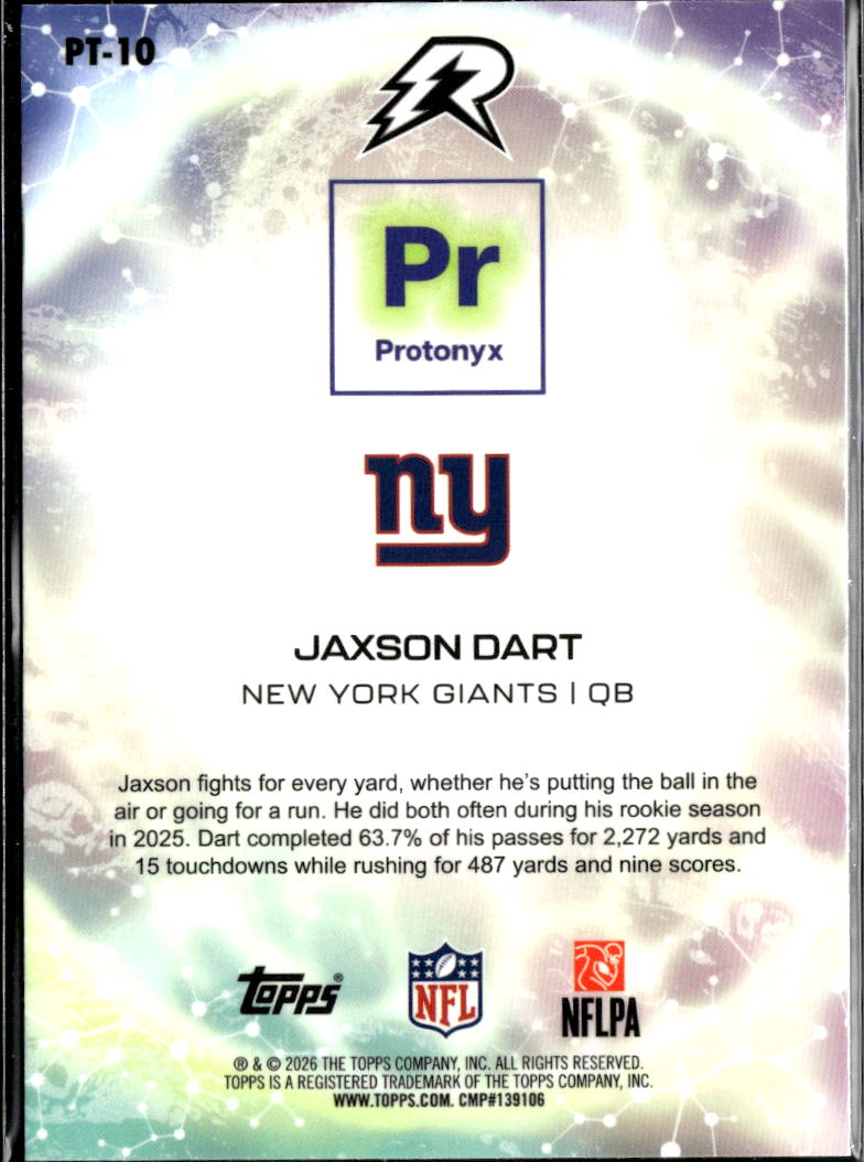 Jaxson Dart 2026 Topps Resurgence Rookie RC Protonyx New York Giants