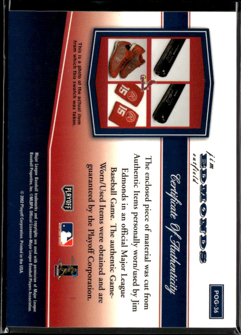 Jim Edmonds 2002 Playoff Game Used Bat St. Louis Cardinals