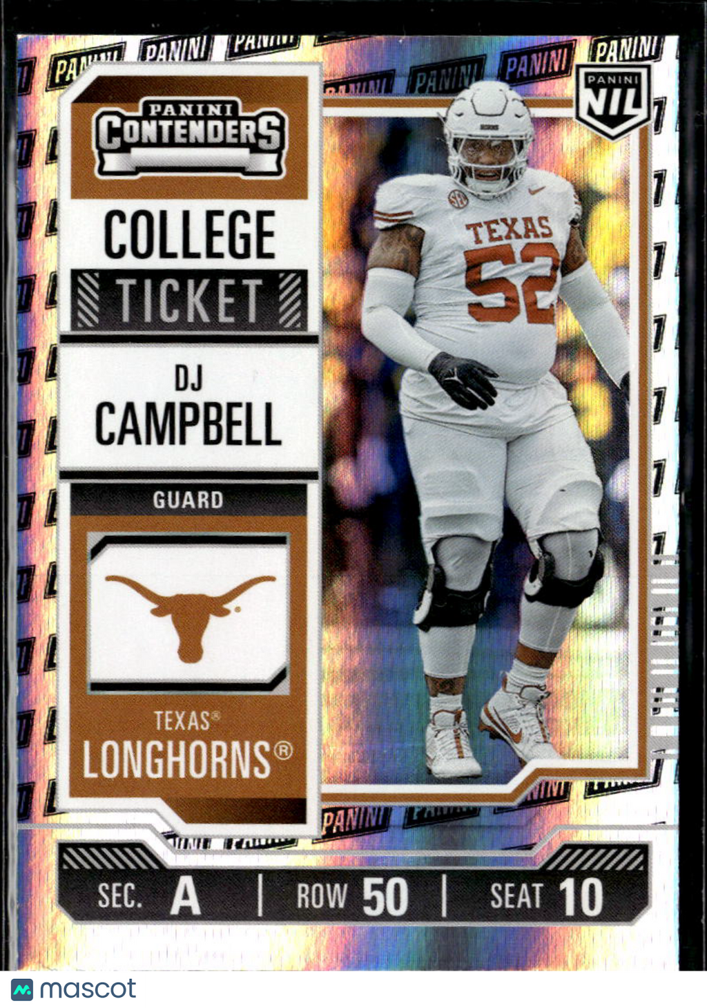 DJ Campbell 2025 Contenders College Ticket Panini Logo Texas Longhorns