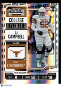 DJ Campbell 2025 Contenders College Ticket Panini Logo Texas Longhorns