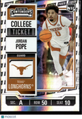 Jordan Pope 2025 Contenders College Ticket Panini Logo Texas Longhorns