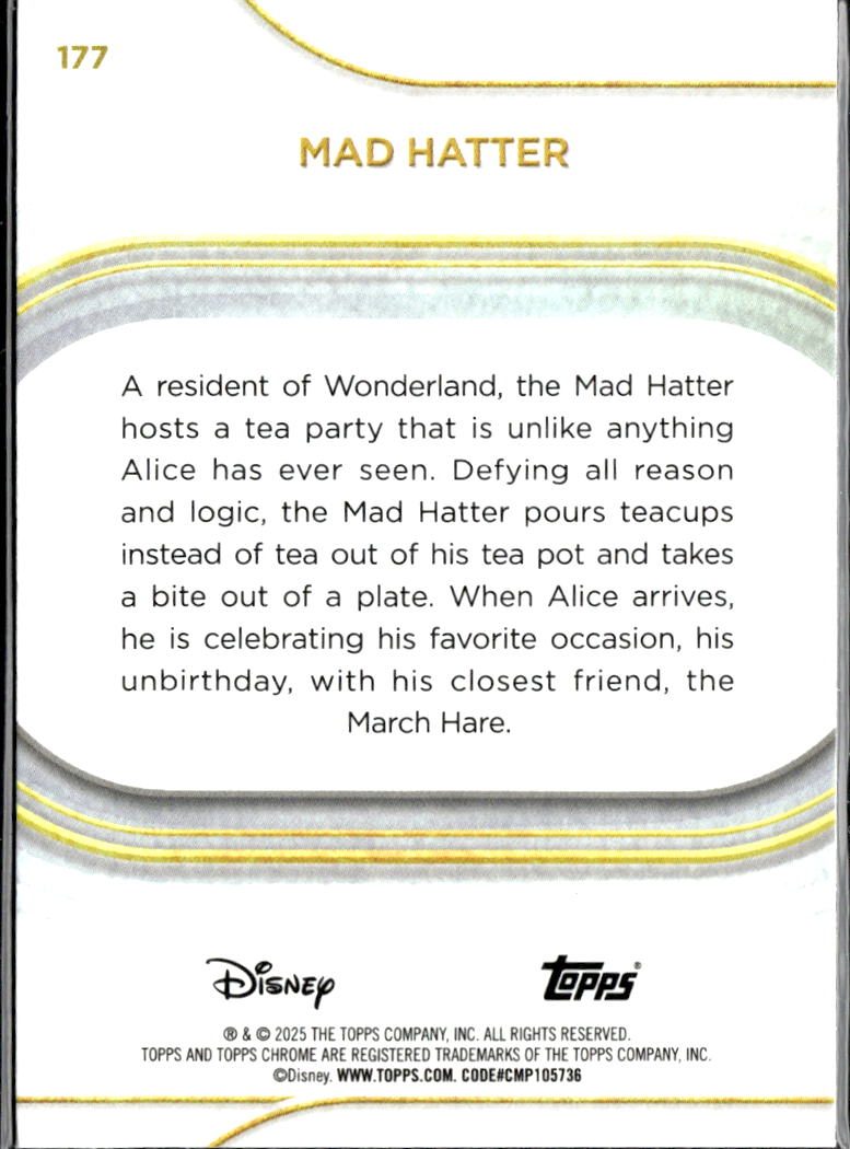 Mad Hatter 2025 Topps Chrome Disney Prism Refractor #177