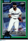 Sandy Alcantara 2026 Topps Chrome Green Refractor 5/99 Miami Marlins