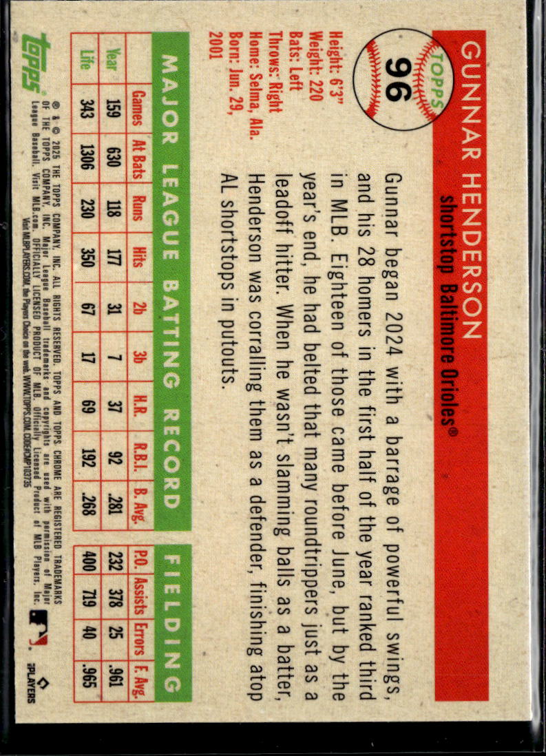 Gunnar Henderson 2025 Topps Chrome Platinum Logofractor /499 Baltimore Orioles