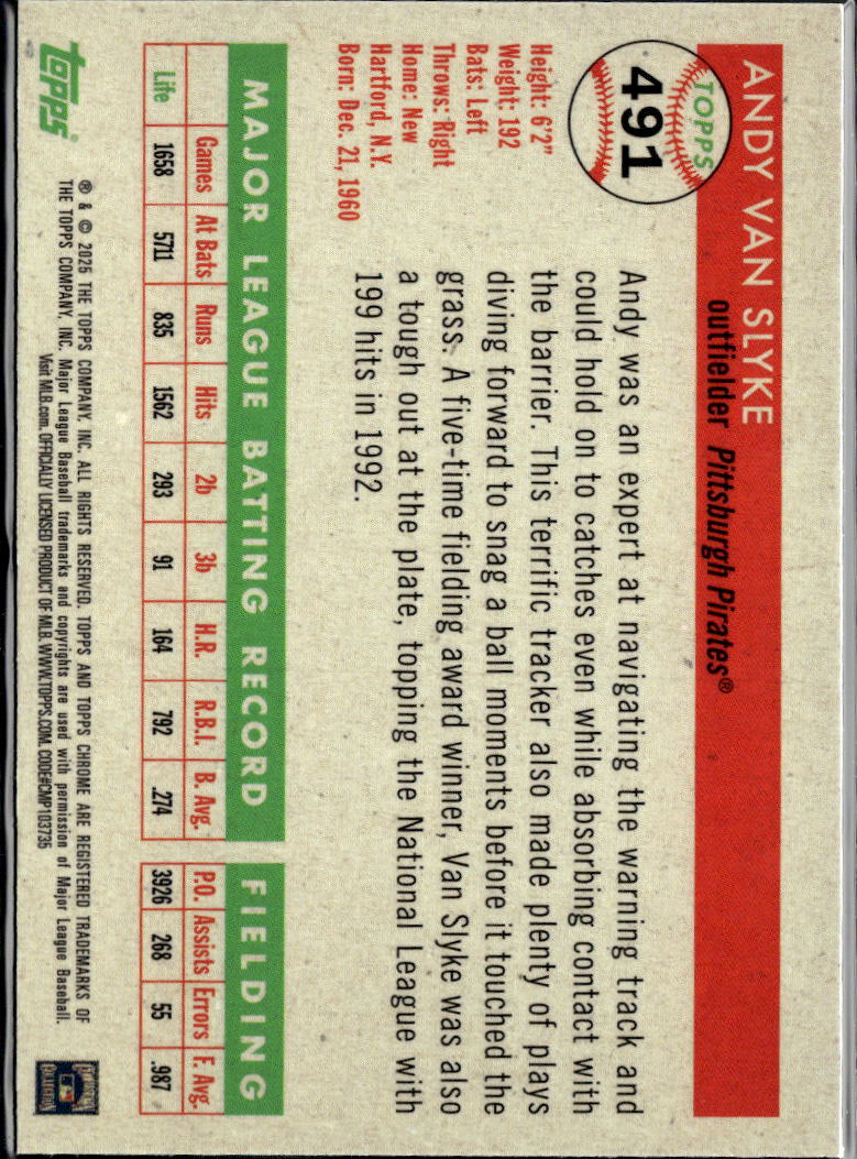 Andy Van Slyke 2025 Topps Chrome Platinum Logofractor /499 Pittsburgh Pirates