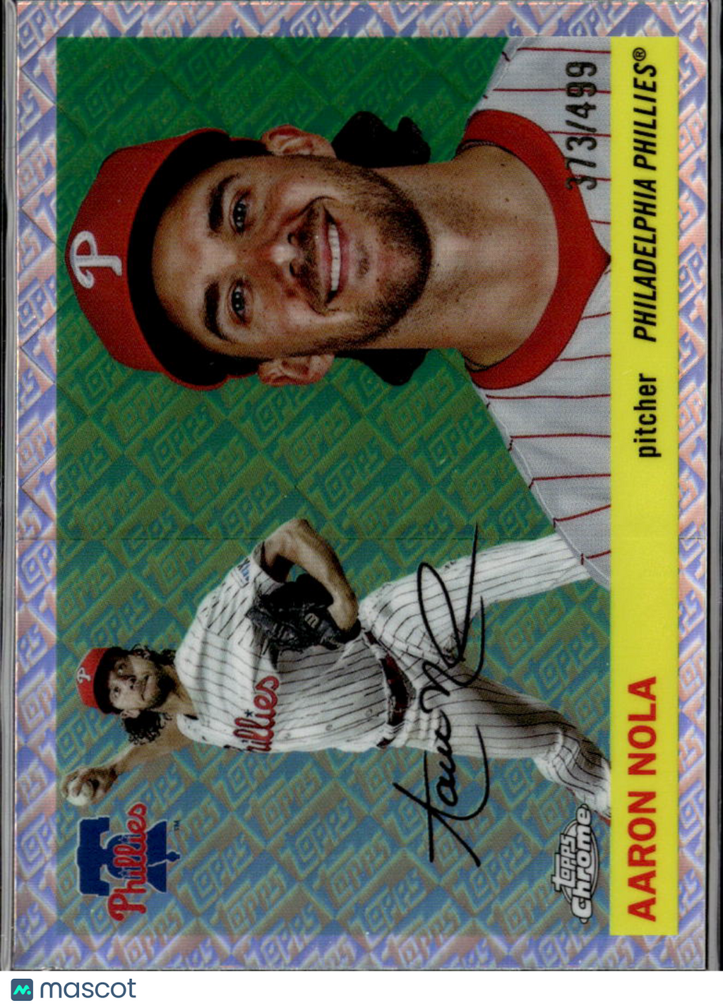 Aaron Nola 2025 Topps Chrome Platinum Logofractor /499 Philadelphia Phillies