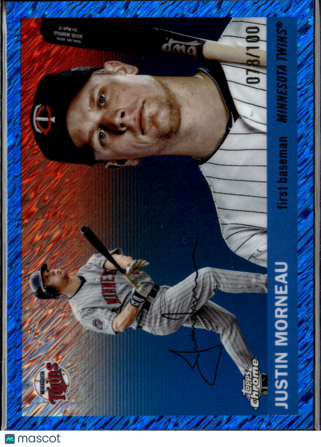 Justin Morneau 2025 Topps Chrome Platinum Blue /100 Minnesota Twins