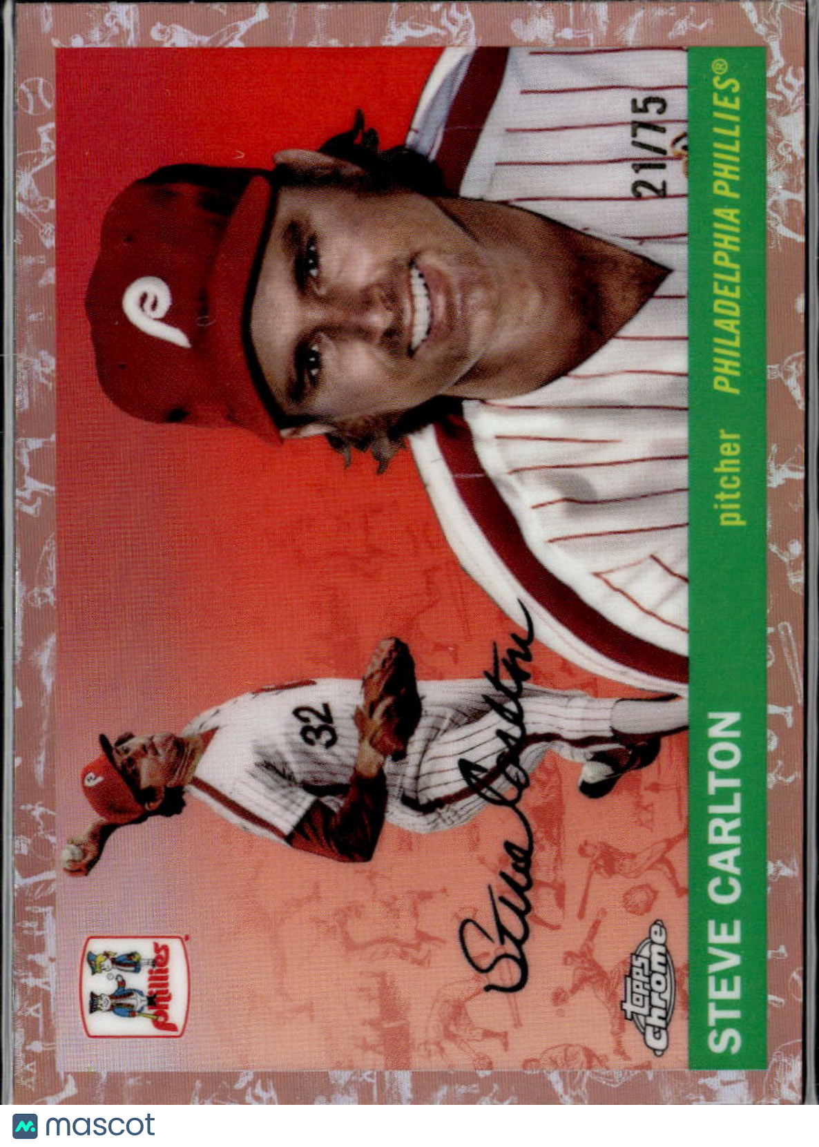 Steve Carlton 2025 Topps Chrome Platinum Rose Gold 21/75 Philadelphia Phillies