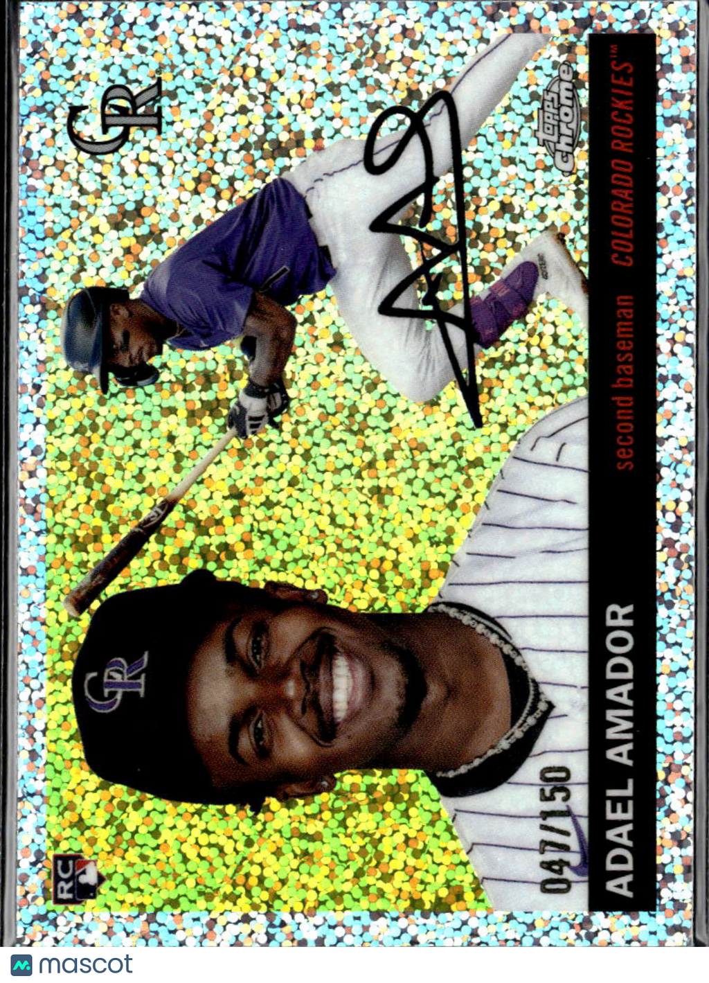 Adael Amador 2025 Topps Chrome Platinum Speckle RC /150 Colorado Rockies