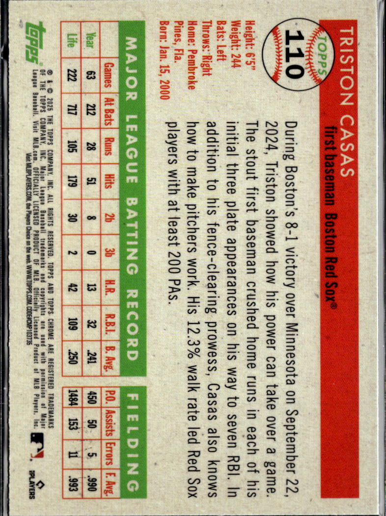 Triston Casas 2025 Topps Chrome Platinum 117/150 Boston Red Sox
