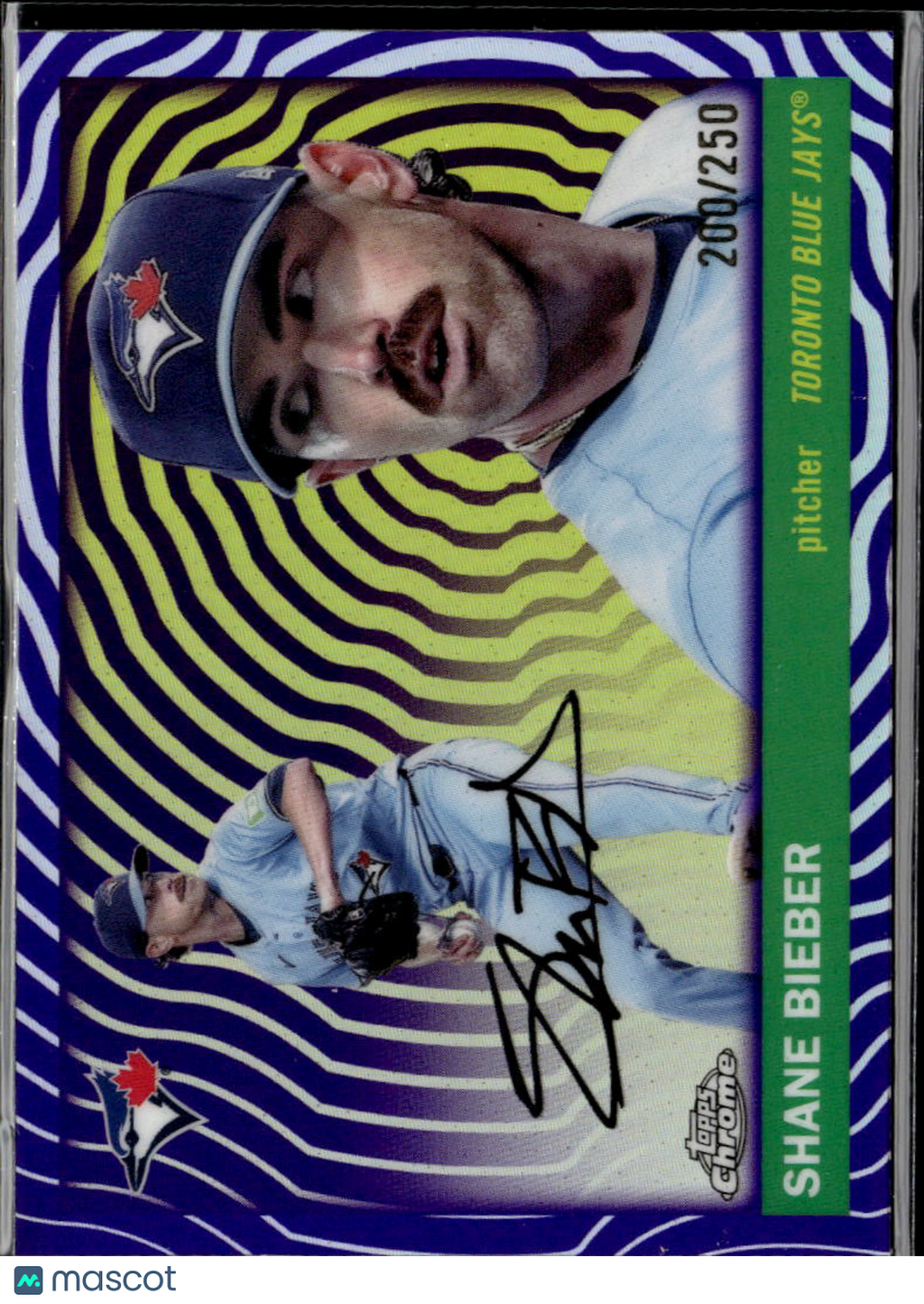 Shane Bieber 2025 Topps Chrome Platinum Purple 200/250 Toronto Blue Jays