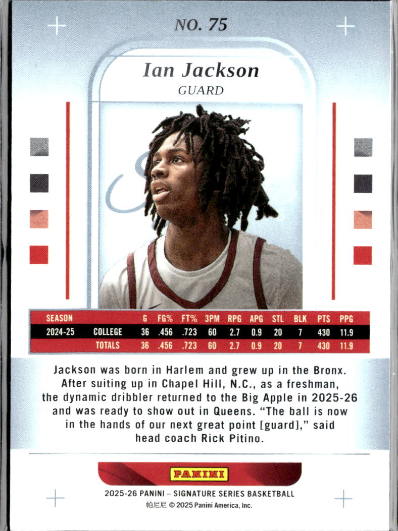 Ian Jackson 2025 Panini Signature Series Rookie RC 198/199