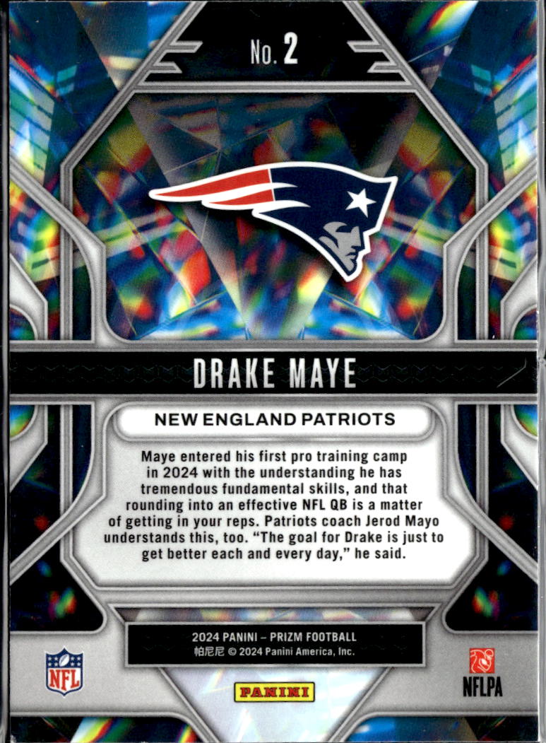 Drake Maye 2024 Prizm Prizmatic Rookie RC New England Patriots