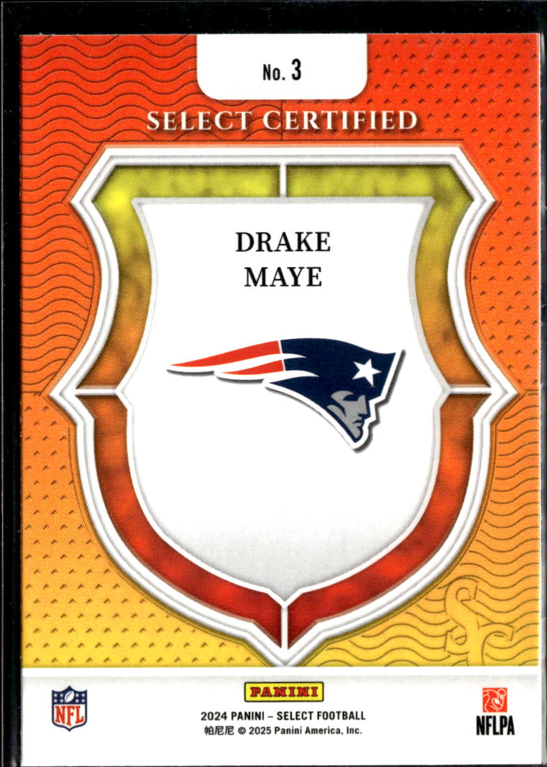 Drake Maye 2024 Select Certified Rookie RC New England Patriots