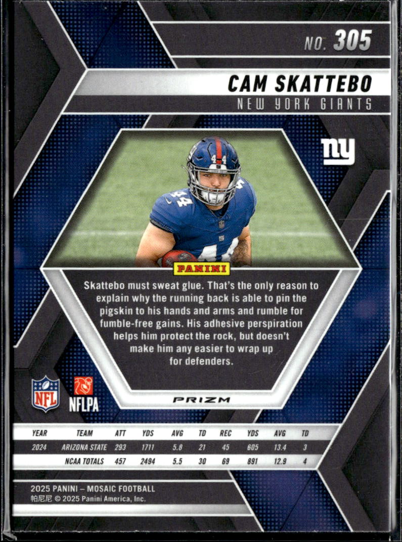 Cam Skattebo 2025 Mosaic Silver Prizm Rookie RC New York Giants