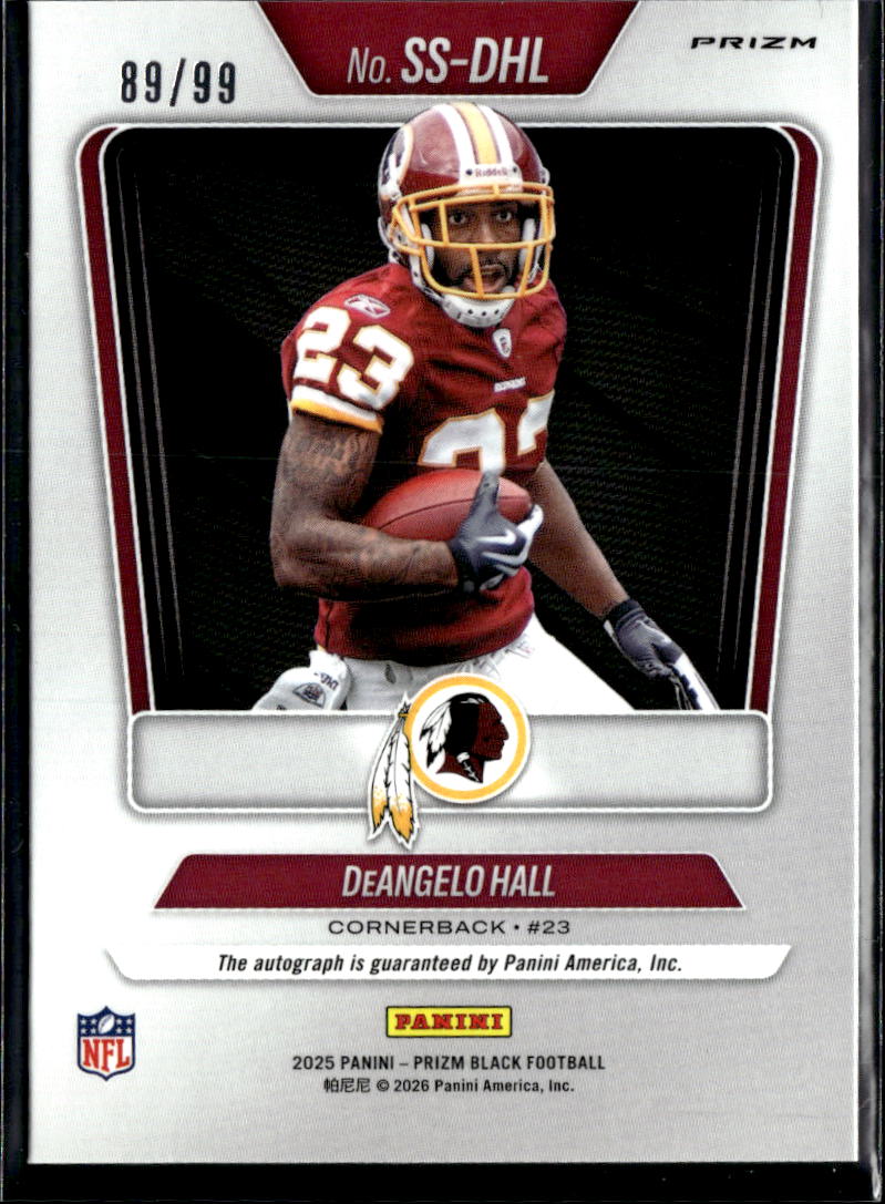 DeAngelo Hall 2025 Prizm Black Auto Autograph Red 89/99 Washington Redskins