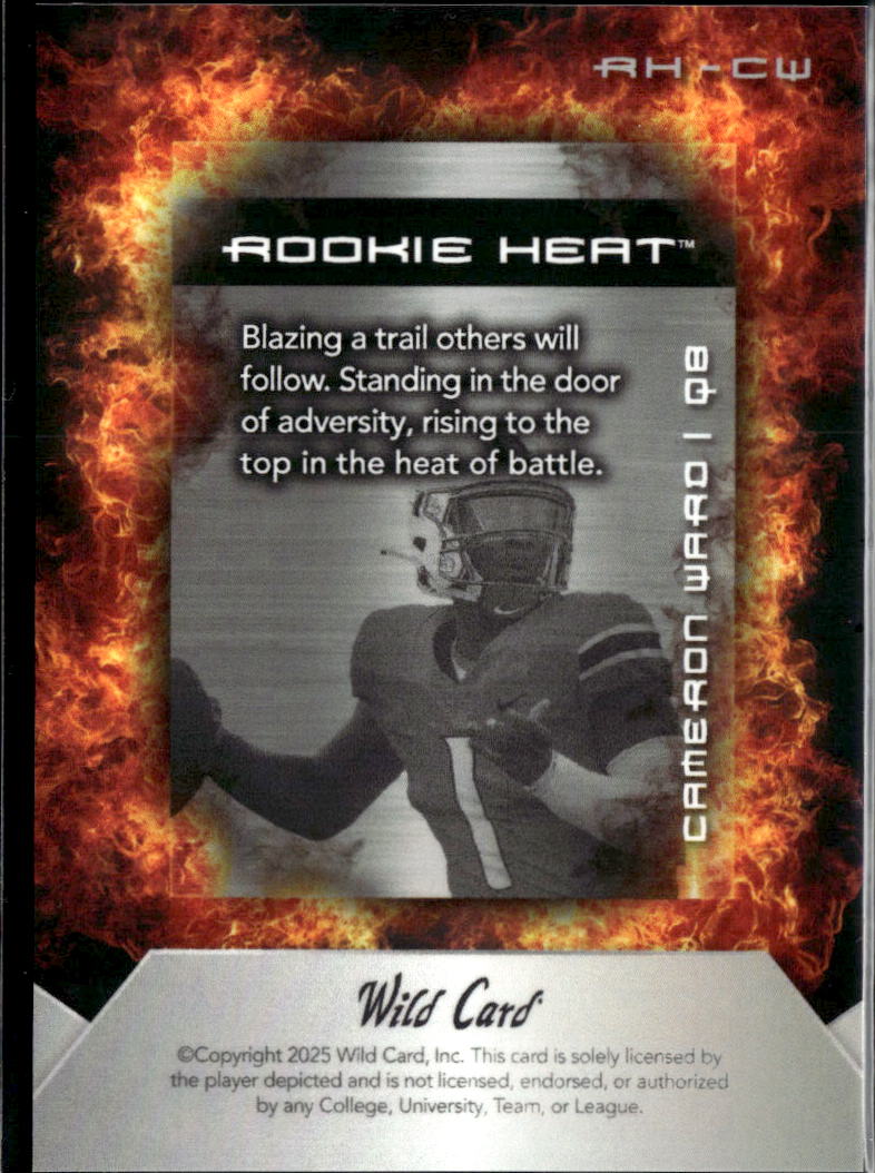 Cameron Ward 2025 Wild Card Rookie Heat RC Miami Hurricanes Titans 24/75