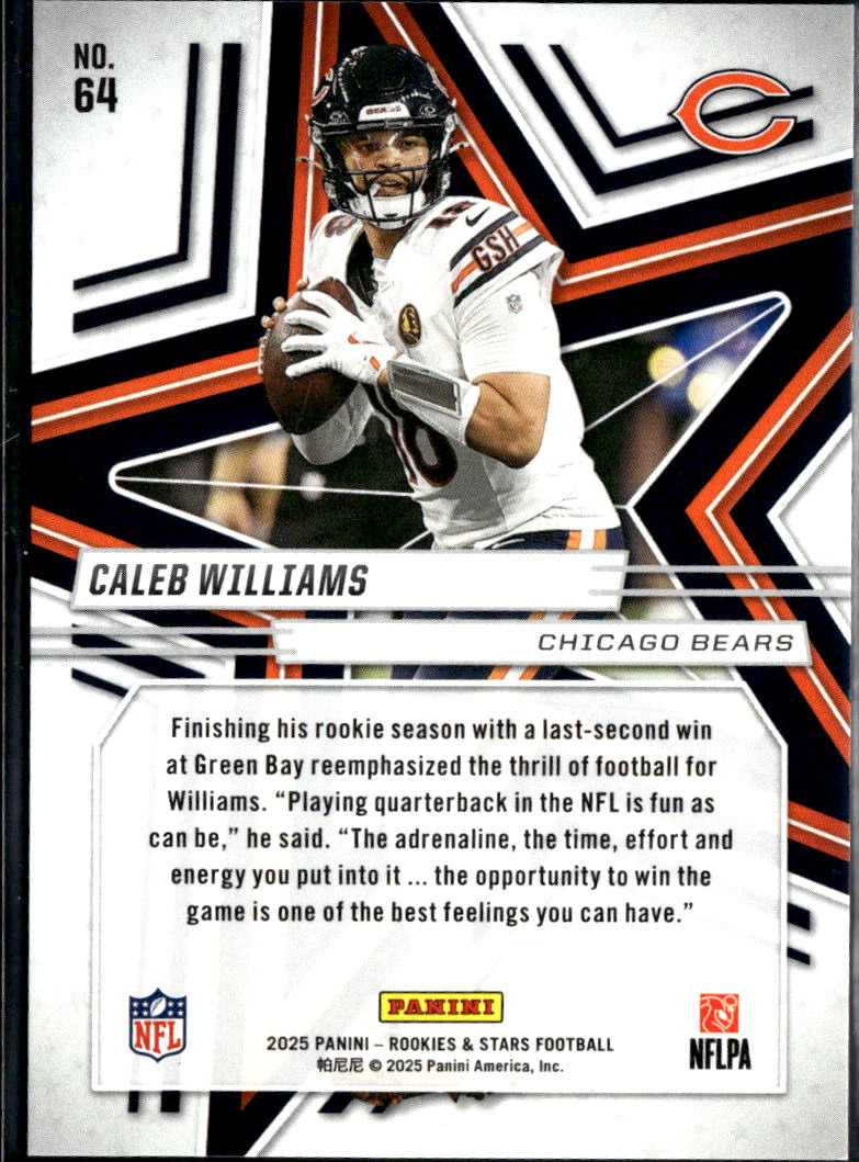 Caleb Williams 2025 Rookies & Stars Preferred Red 96/100 Chicago Bears