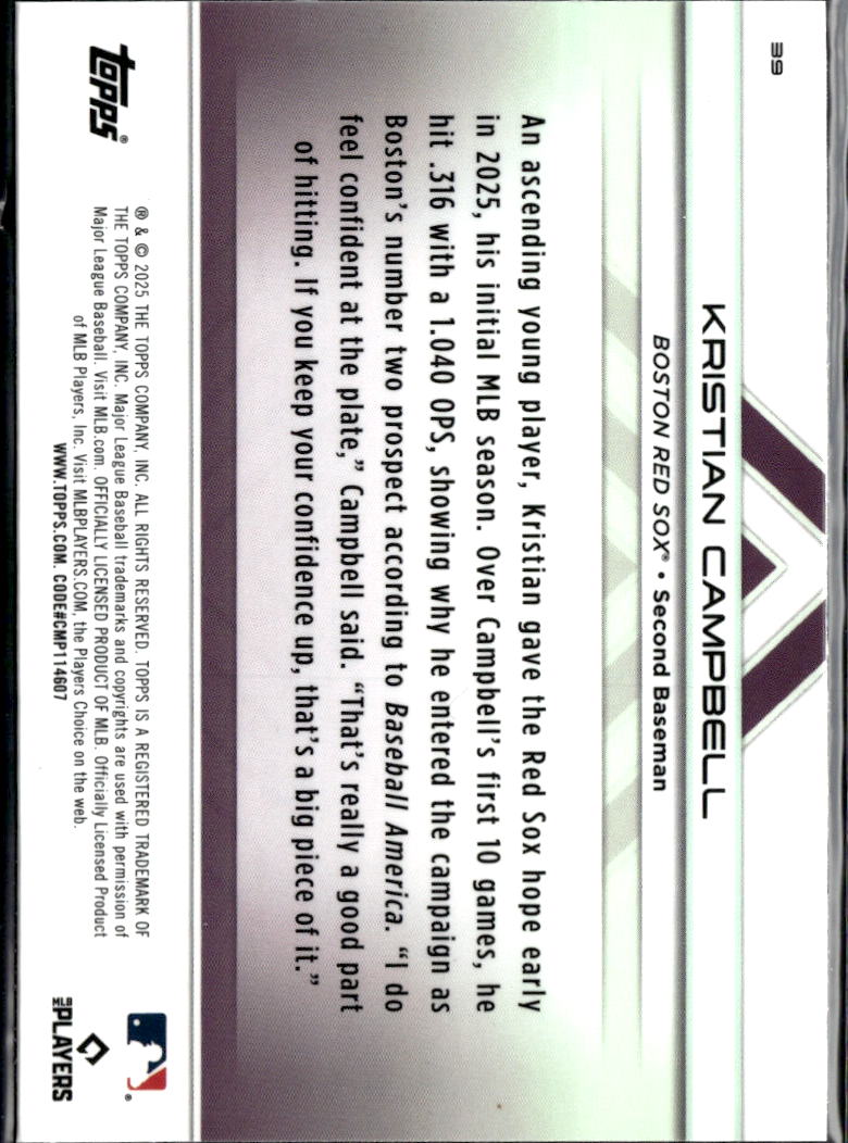 Kristian Campbell 2025 Topps Transcendent Vatiation RC Boston Red Sox