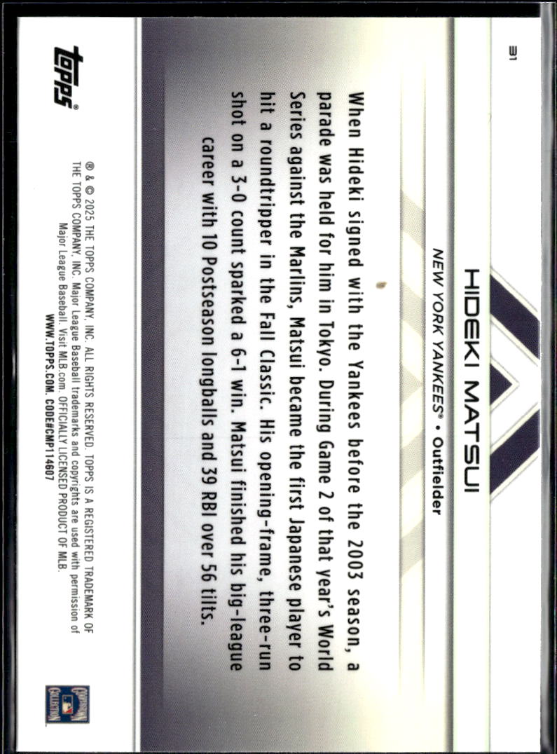 Hideki Matsui 2025 Topps Transcendent Vatiation New York Yankees