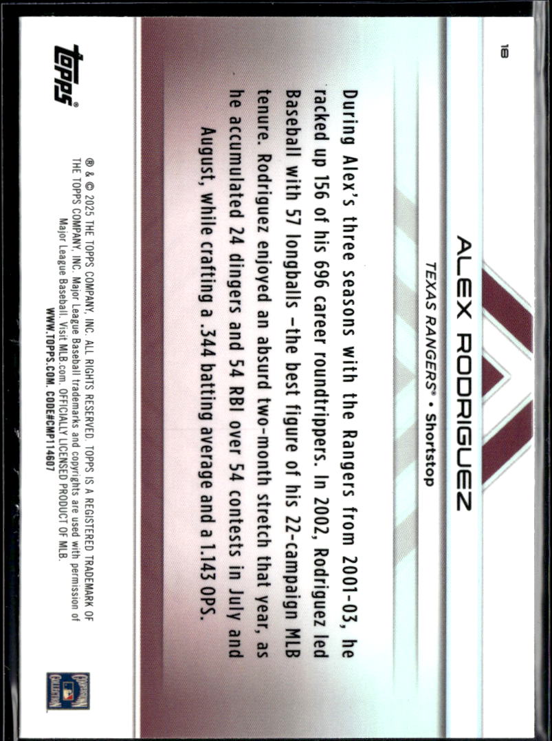 Alex Rodriguez 2025 Topps Transcendent Vatiation Texas Rangers
