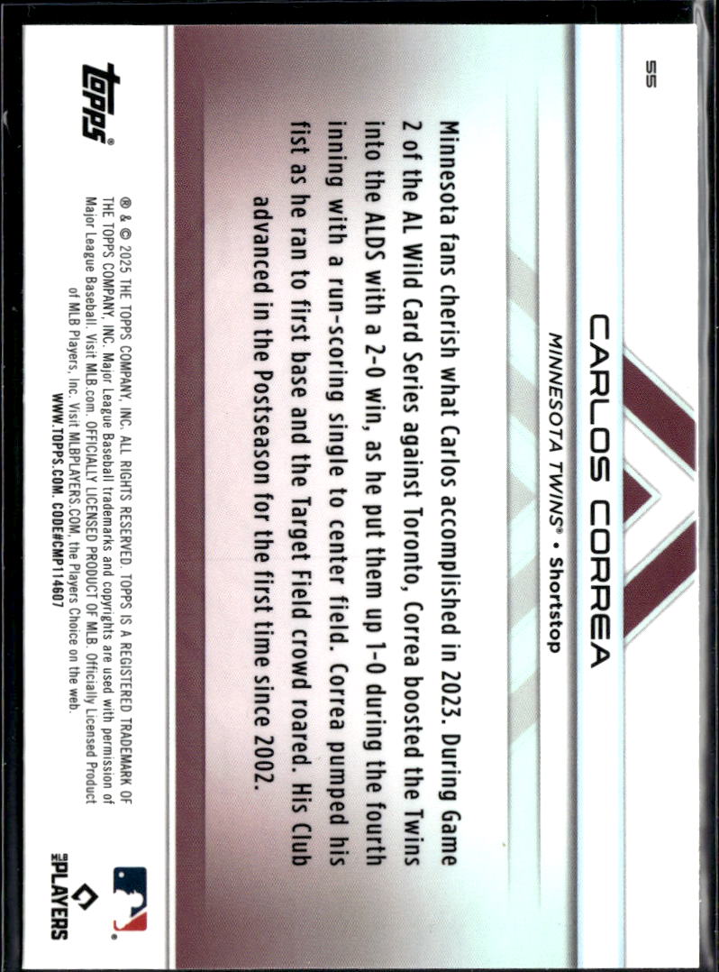 Carlos Correa 2025 Topps Transcendent Vatiation Minnesota Twins