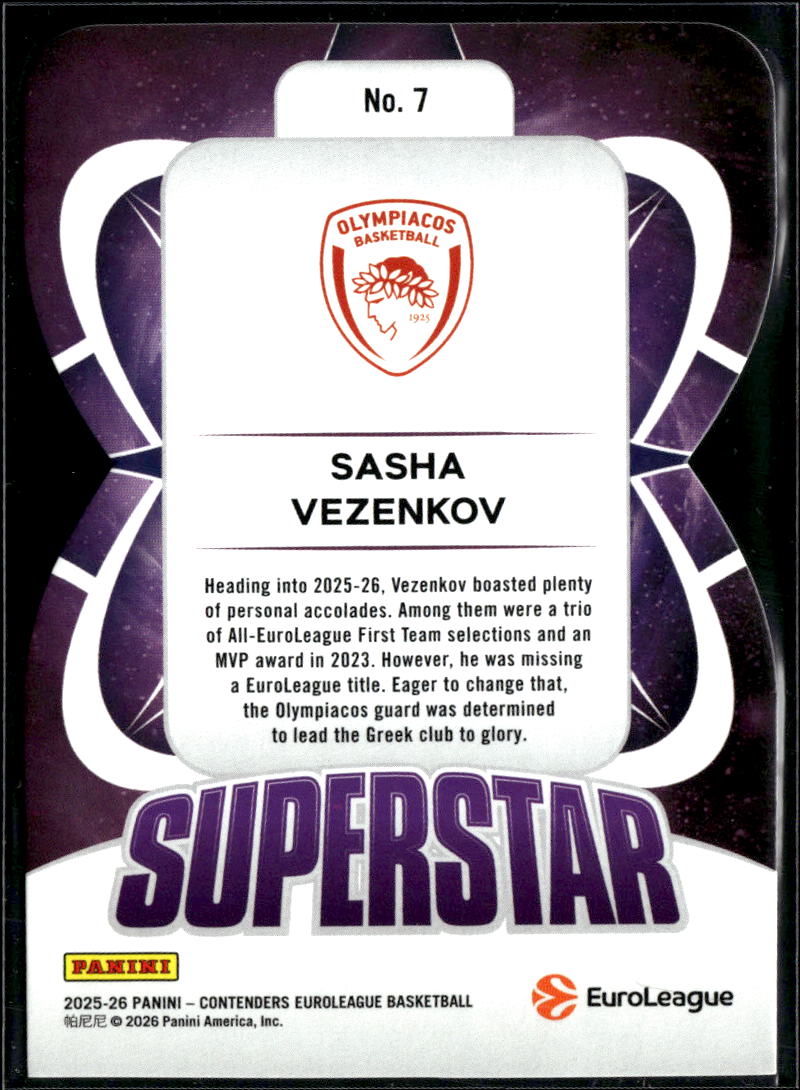 Sasha Vezenkov 2026 Contenders EuroLeague Superstar 16/125 Olympiacos Piraeus