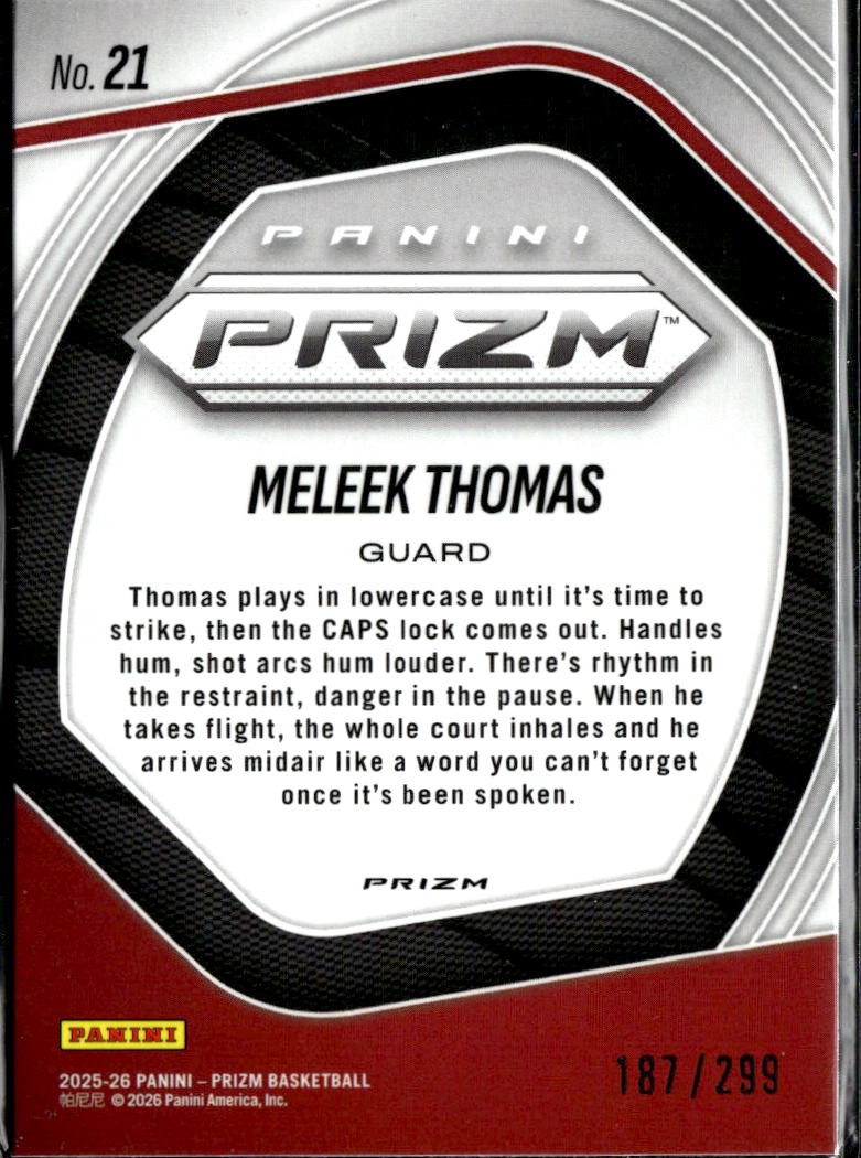 Meleek Thomas 2026 Prizm Kaleidoscopic Red Wave RC Cavaliers 187/299
