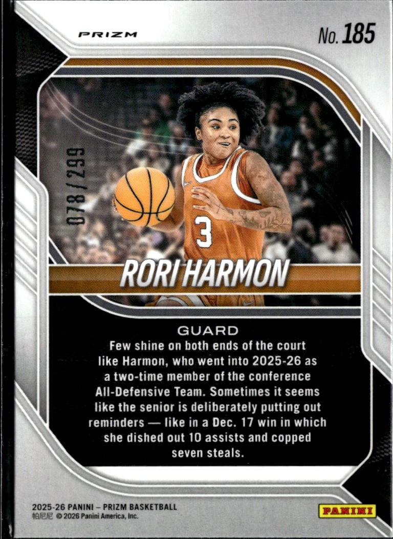 Rori Harmon 2026 Prizm NIL Red Wave Prizm RC 78/299 Texas Longhorns