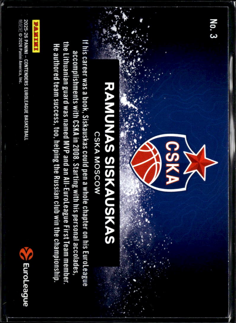 Ramunas Siskauskas 2026 Contenders EuroLeague Legend /199 CSKA Moscow