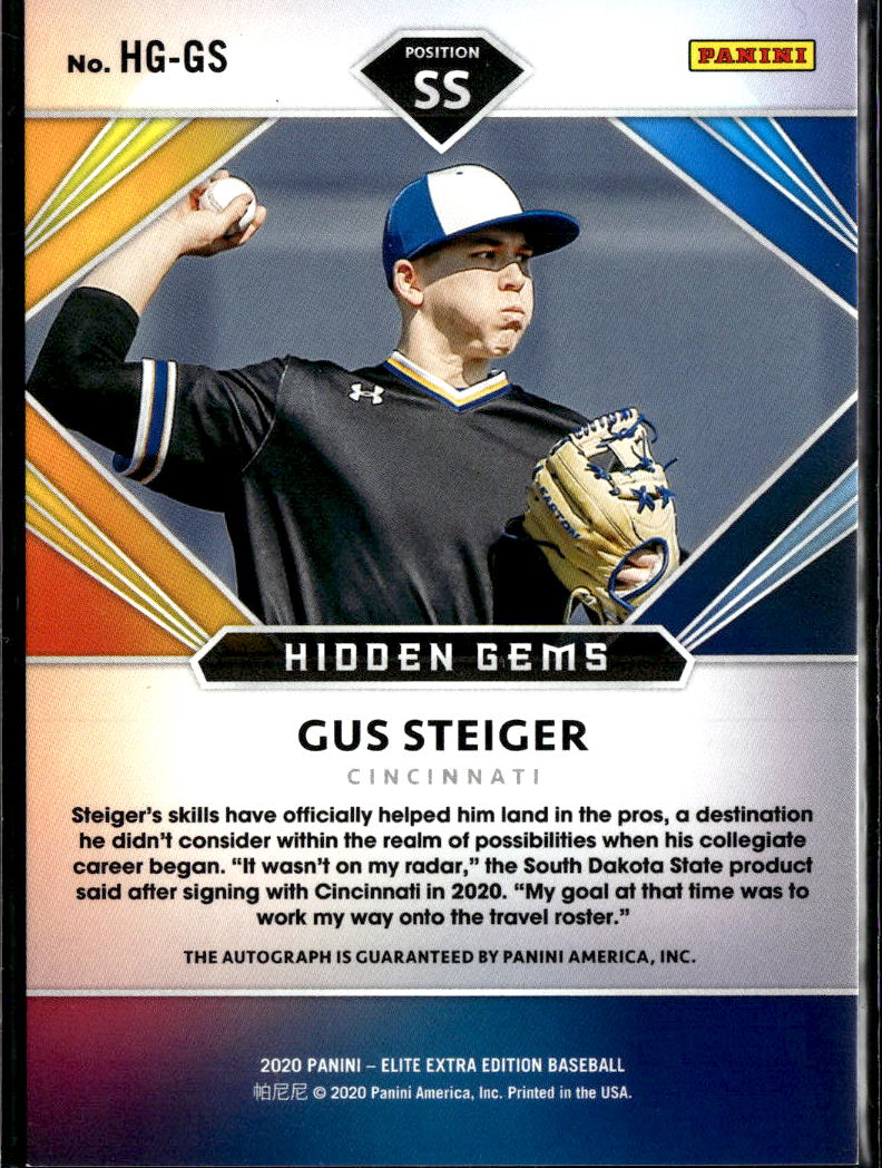 Gus Steiger 2020 Elite Extra Edition Hidden Gems Auto Autograph Cincinnati