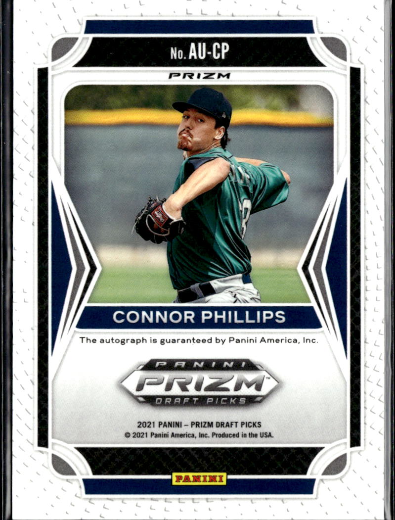 Connor Phillips 2021 Panini Prizm Draft Picks Auto Autograph Mariners