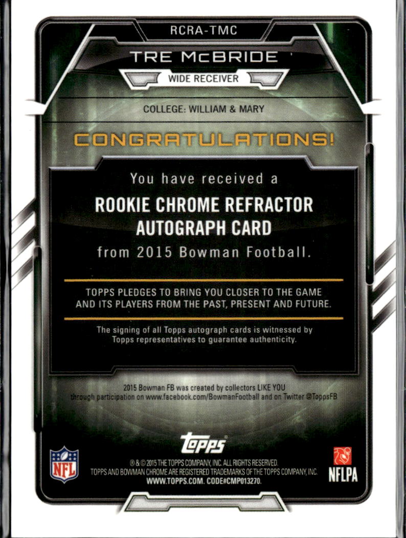 Tre McBride 2015 Bowman Chrome RC Auto Autograph RC Titans