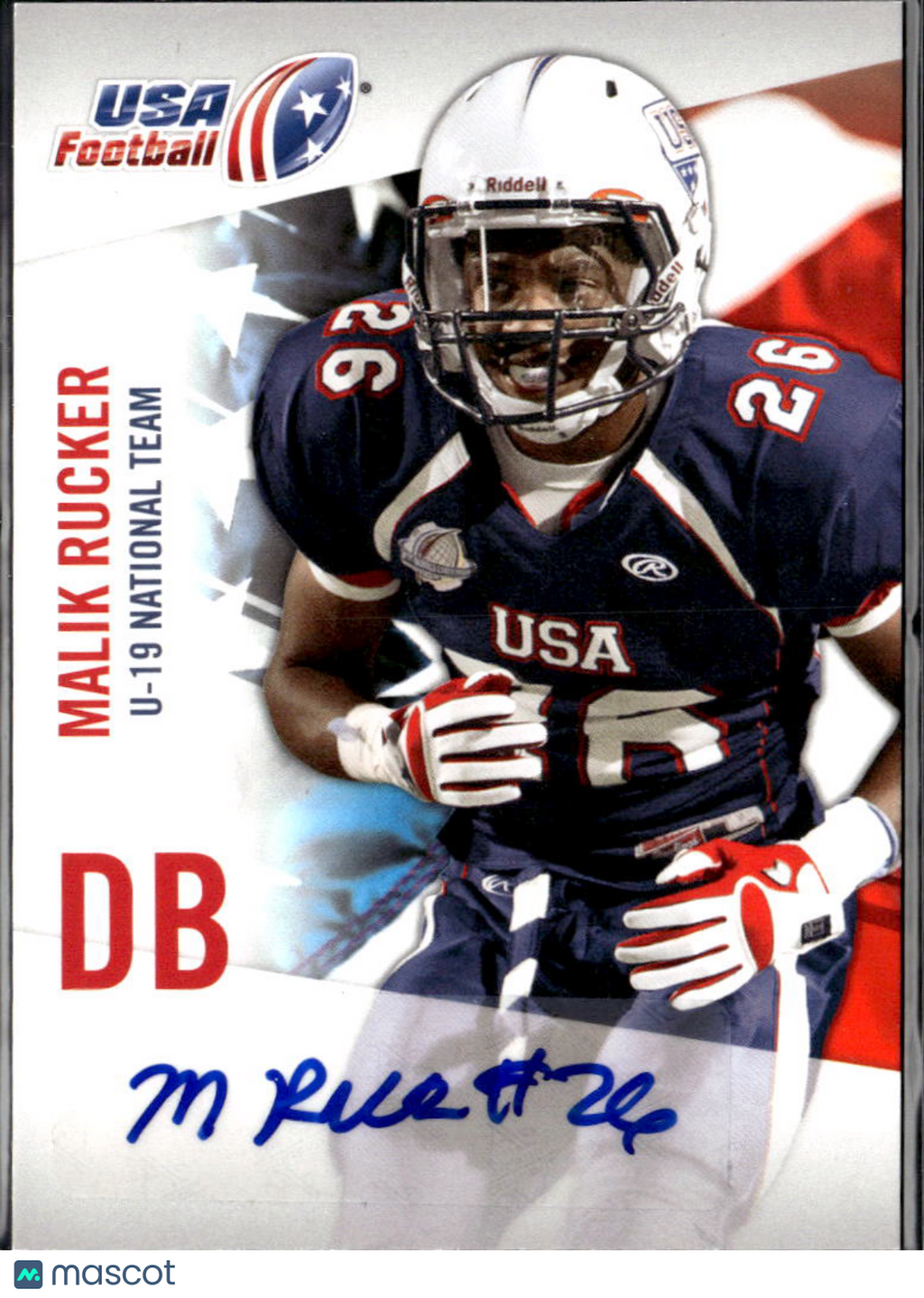 Malik Rucker 2012 Upper Deck USA Football Auto Autograph RC Rookie