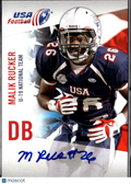 Malik Rucker 2012 Upper Deck USA Football Auto Autograph RC Rookie