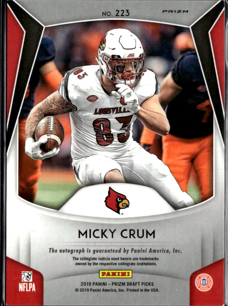 Micky Crum 2019 Panini Prizm Draft RC Auto Autograph Louisville Cardinals