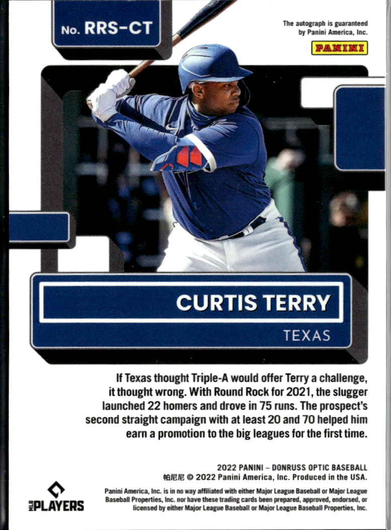 Curtis Terry 2022 Optic Auto Autograph Rated Rookie Texas Rangers