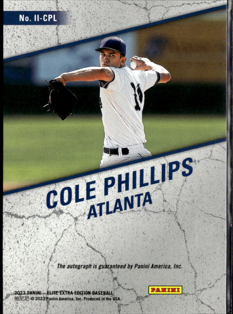 Cole Phillips 2023 Elite Extra Edition Auto Autograph Atlanta Braves