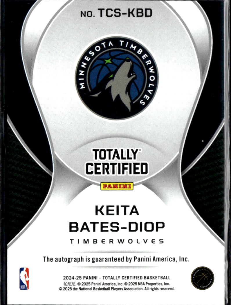 Keita Bates-Diop 2025 Totally Certified Auto Autograph Minnesota Timberwolves