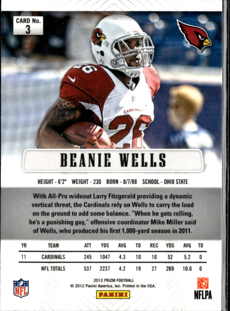 Beanie Wells 2012 Panini Prizm 1st Year Prizm Arizona Cardinals