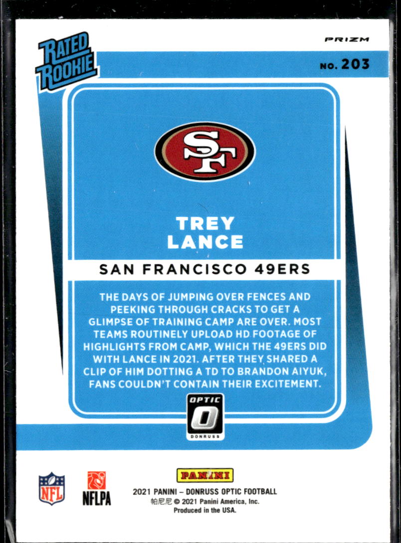 Trey Lance 2021 Optic Teal Velocity Rated Rookie San Francisco 49ers