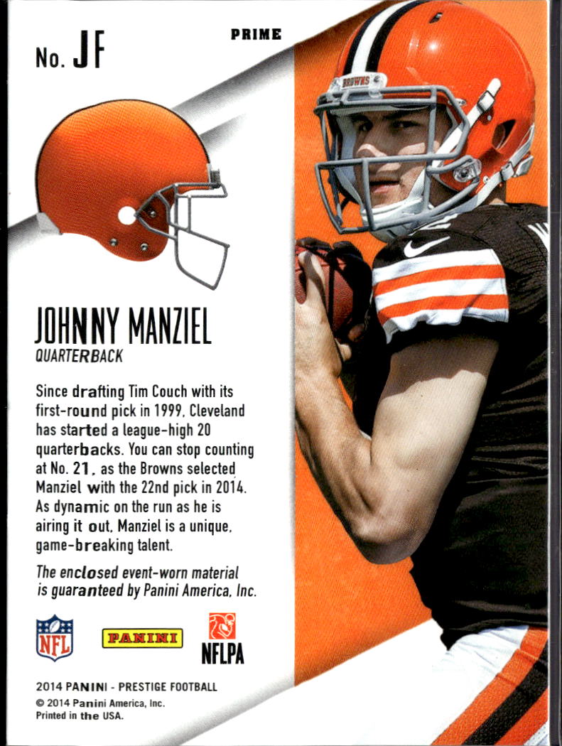 Johnny Manziel 2014 Prestige 2 Color Jersey Patch Rookie RC Cleveland Browns