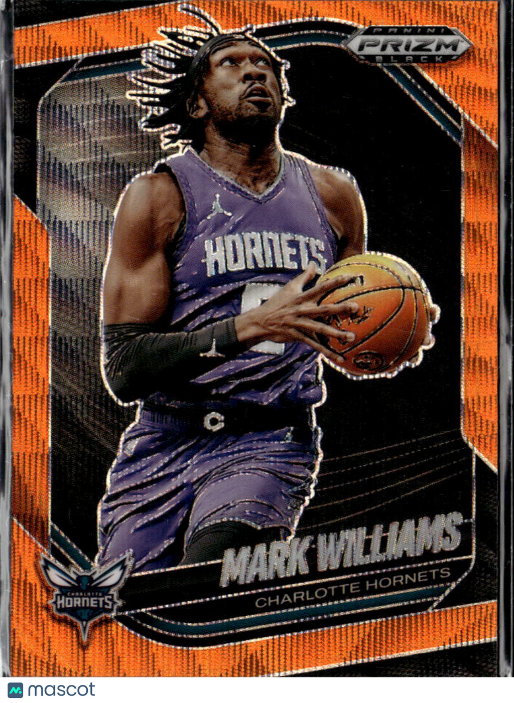 Mark Williams 2025 Prizm Black Orange Wave 4/60 Charlotte Hornets